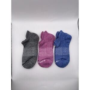 3 Pairs Bombas socks women medium athletic Honeycomb Fit 8-10 Pink Blue Gray